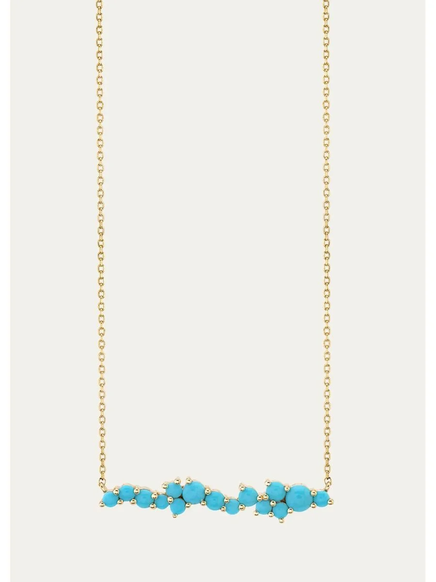 14K Yellow Gold & Turquoise Bar Necklace - 1