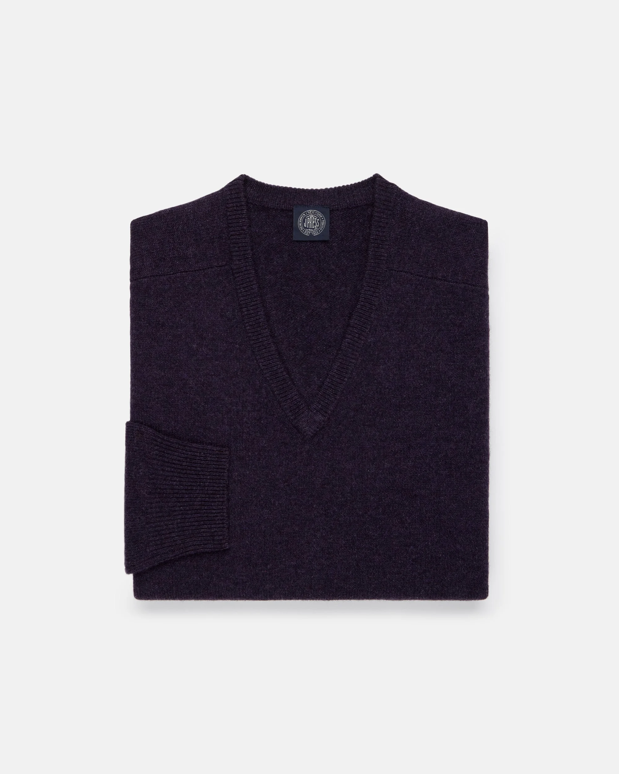 DARK PURPLE LAMBSWOOL V-NECK SWEATER - 1