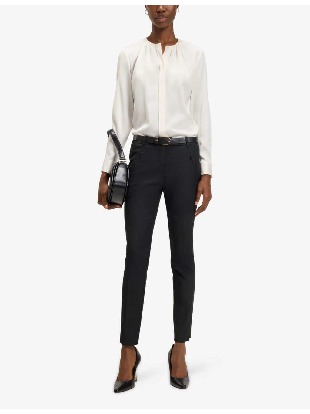 Cropped Slim-Fit Cotton Blend Trousers - 2