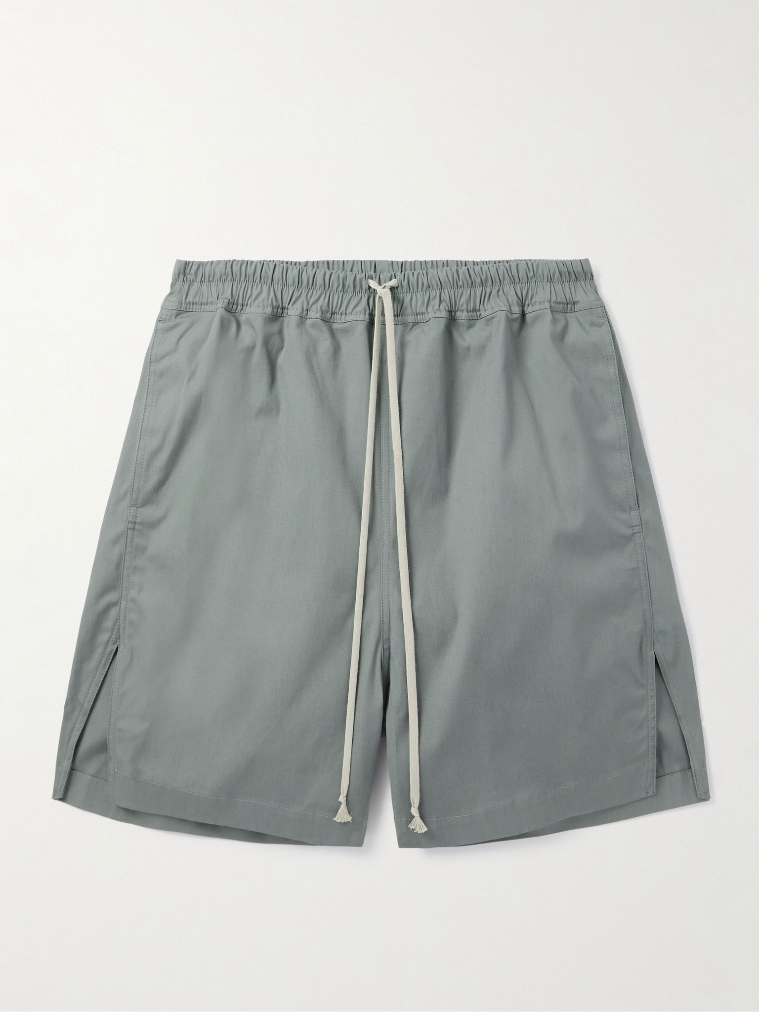 Straight-Leg Cotton-Blend Poplin Drawstring Shorts Gray - 1