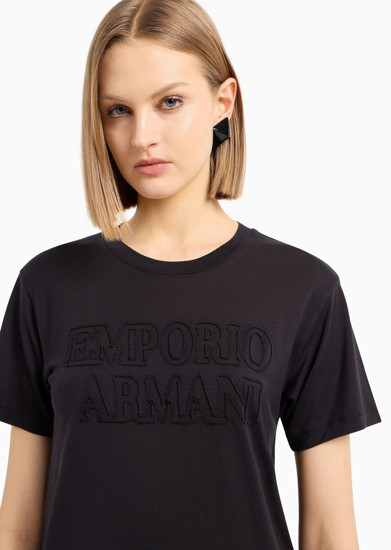 ASV washed Lyocell T-shirt with devoré-effect logo 5