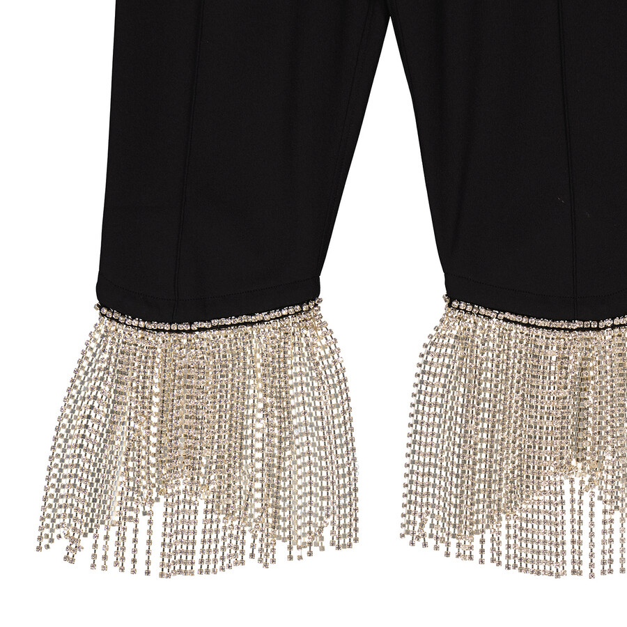 Burberry Ladies Black Charente Crystal Fringed Stretch Jersey Leggings - 5