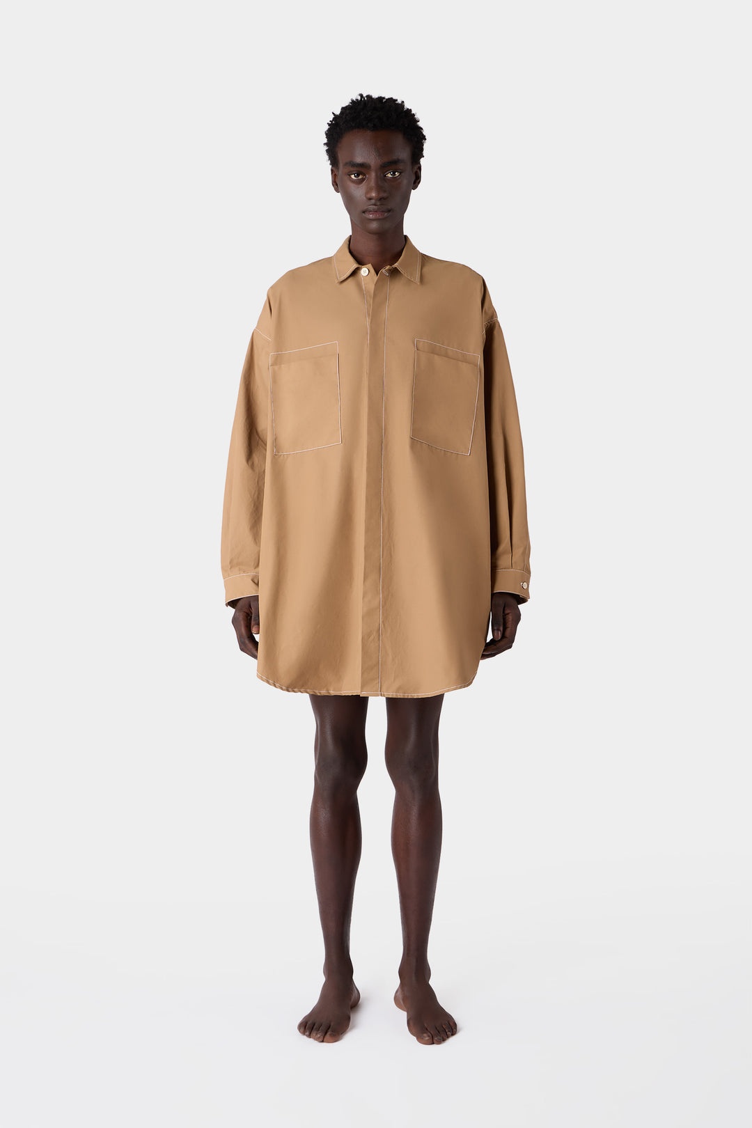 MEGA OVER SHIRT / dark beige - 3