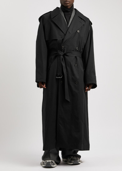 BALENCIAGA Double-breasted cotton trench coat outlook