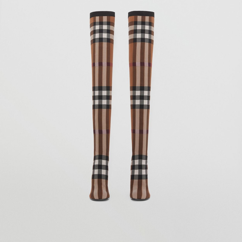 Knitted Check Over-the-knee Sock Boots 4