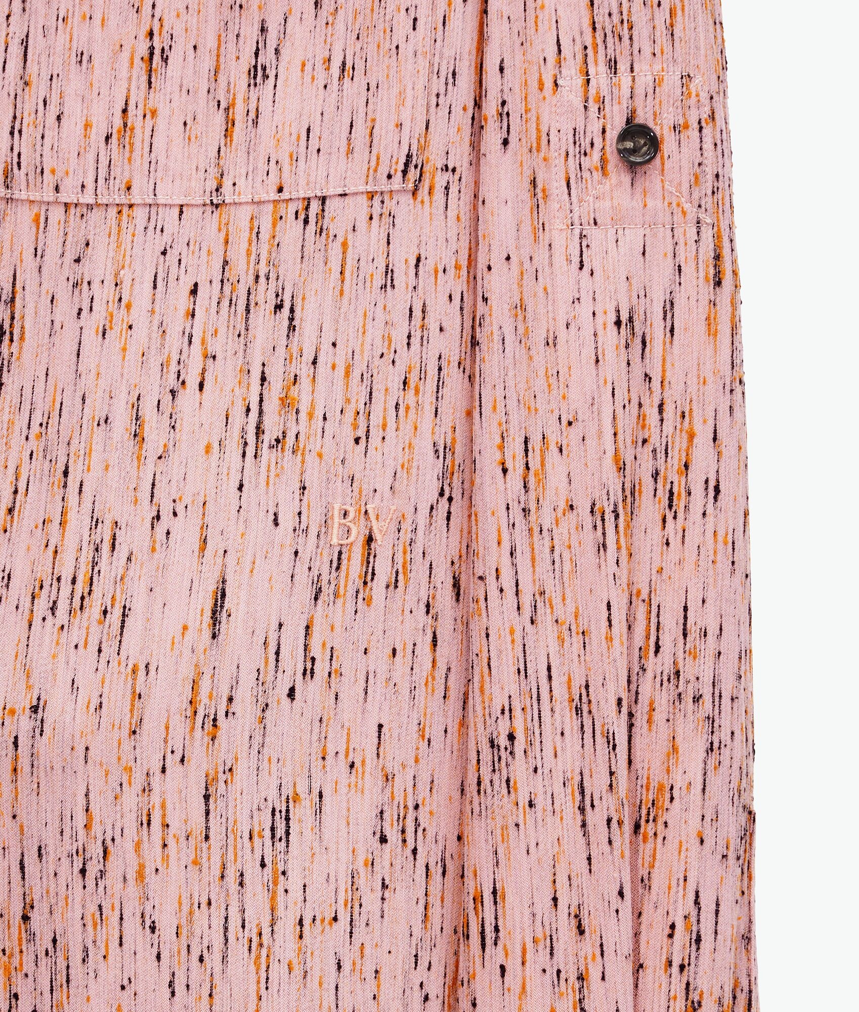 Textured Viscose Stripe Shirt With "BV" Embroidery - 5