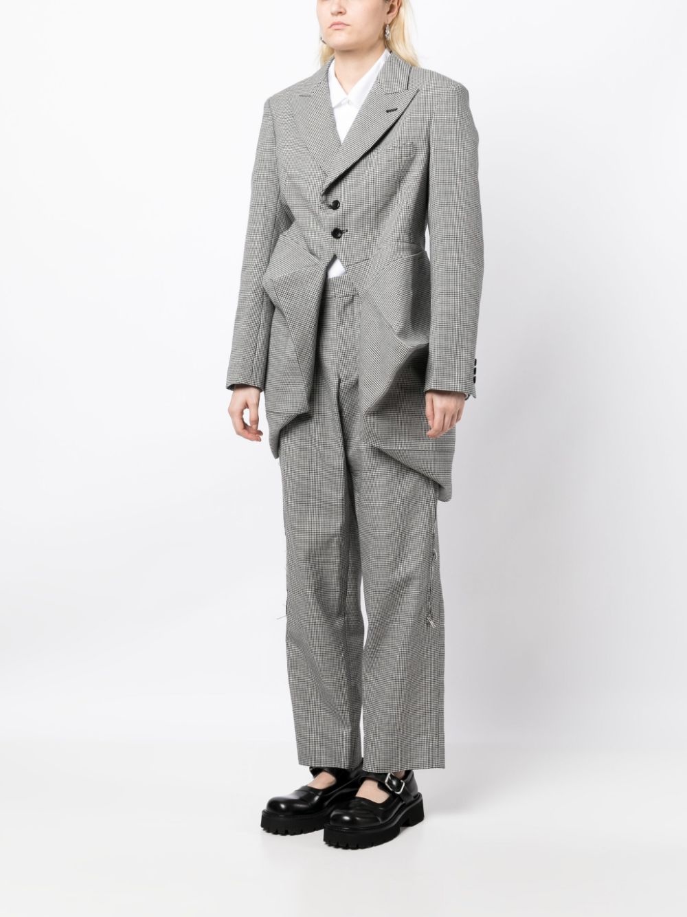 asymmetric check-print wool blazer - 3