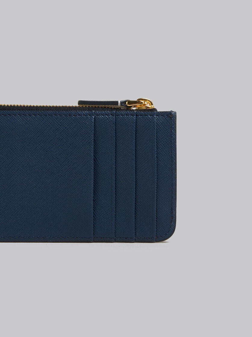 ORANGE CREAM AND DEEP BLUE SAFFIANO LEATHER CARD CASE - 4