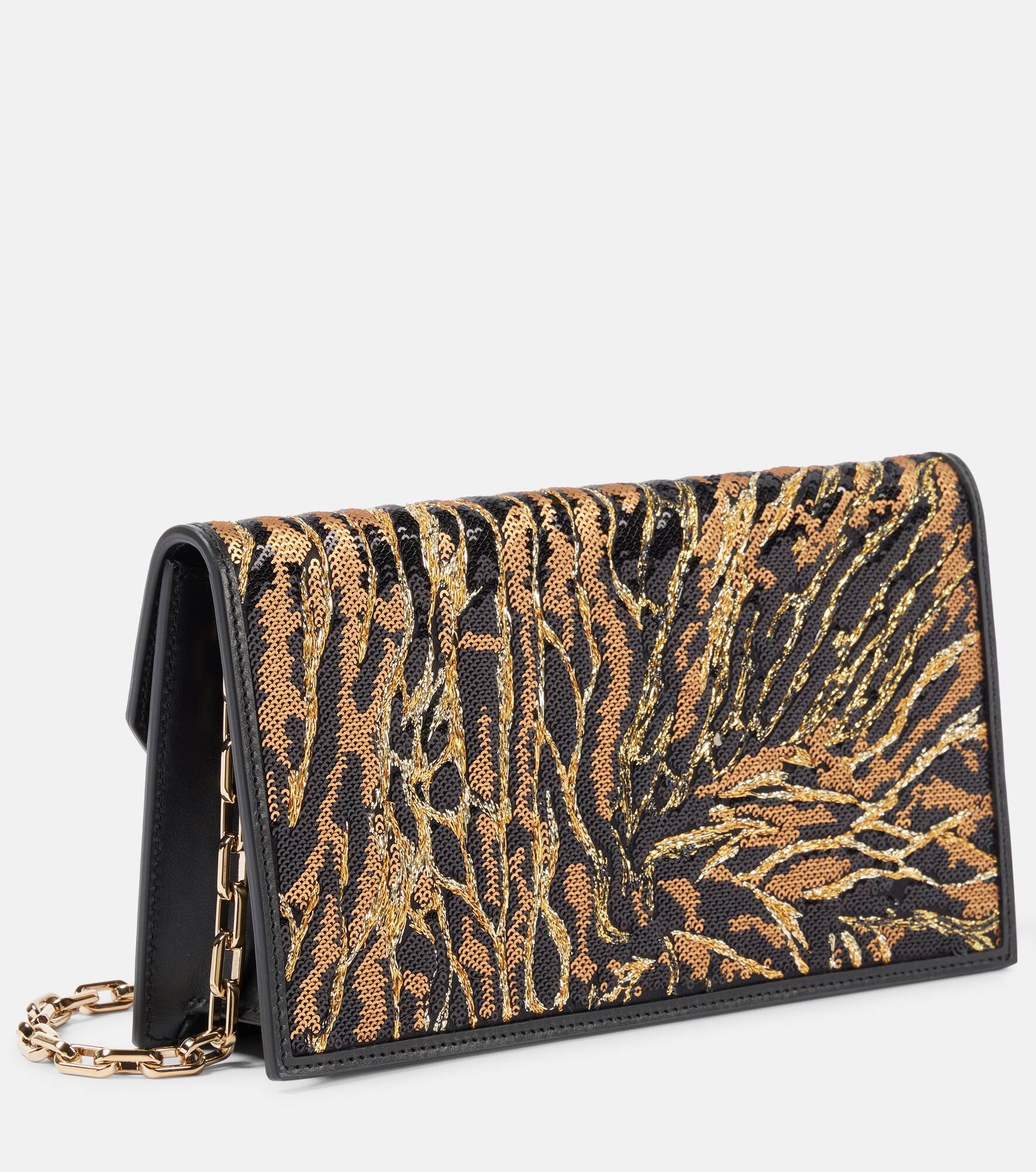 Loubi54 leopard-print crêpe satin clutch - 4