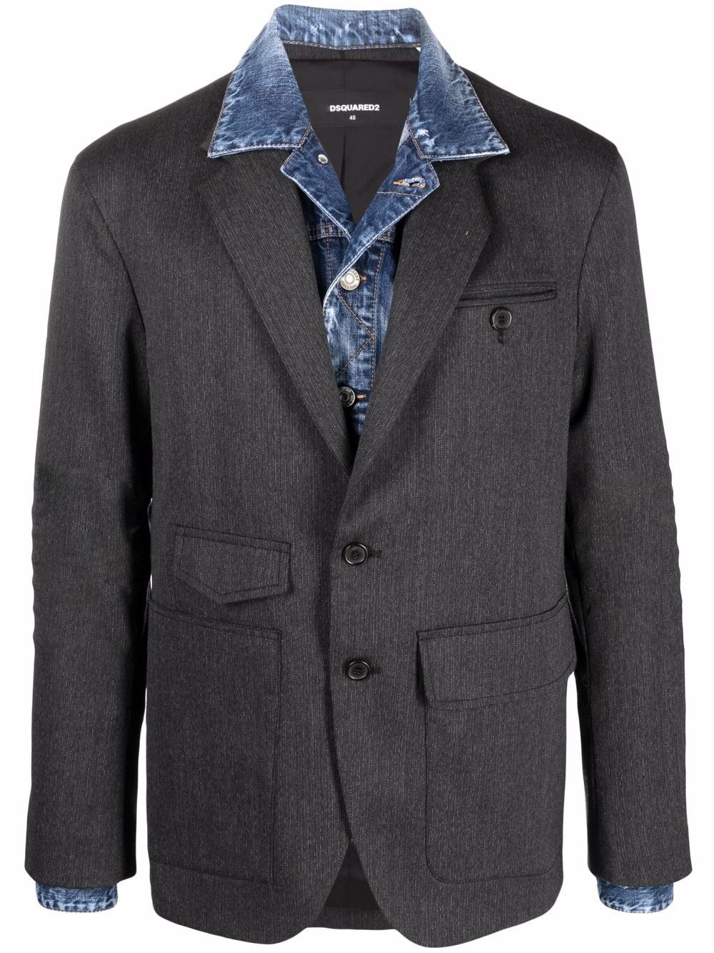 layered-effect single-breasted blazer - 1