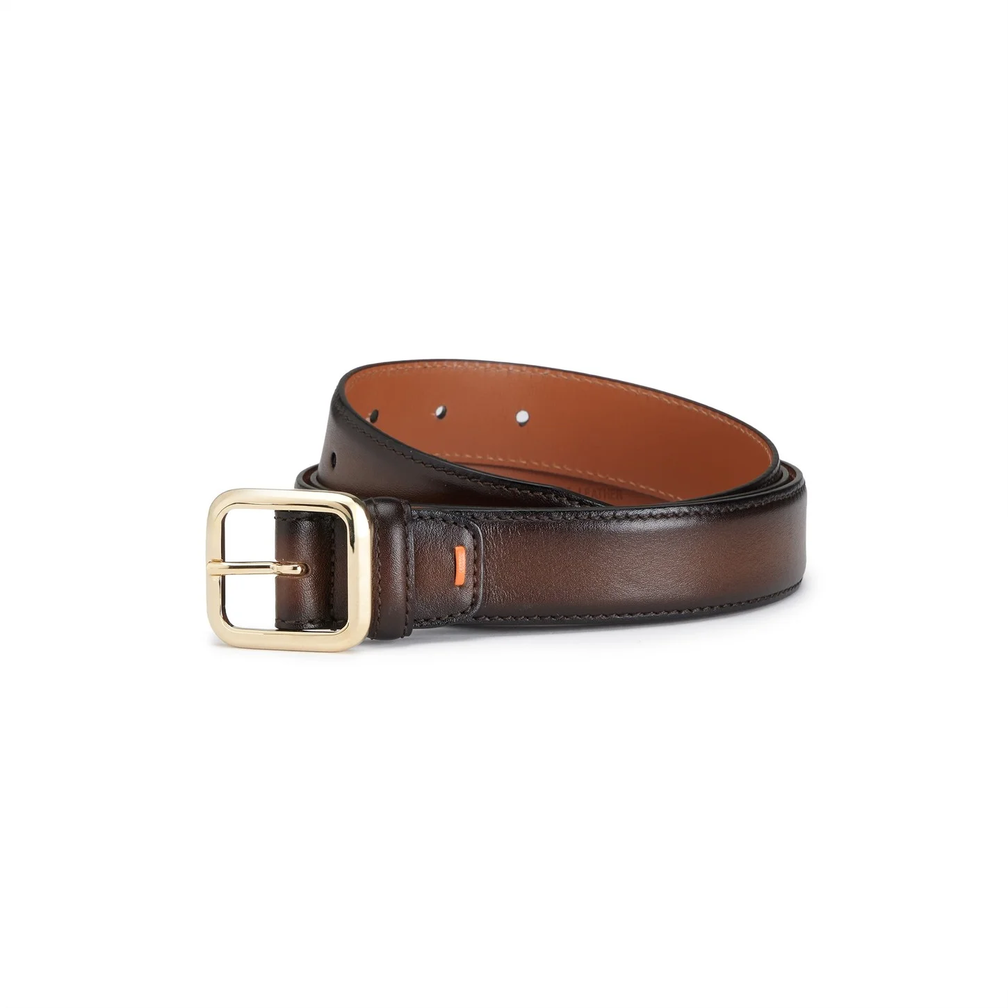 Dark brown leather adjustable belt - 1