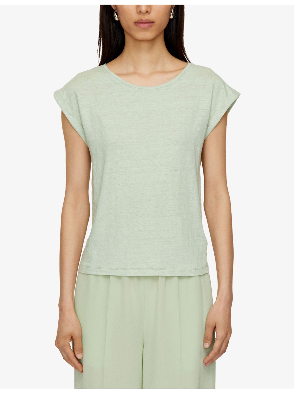 Cap-Sleeve Linen-Jersey Top - 3