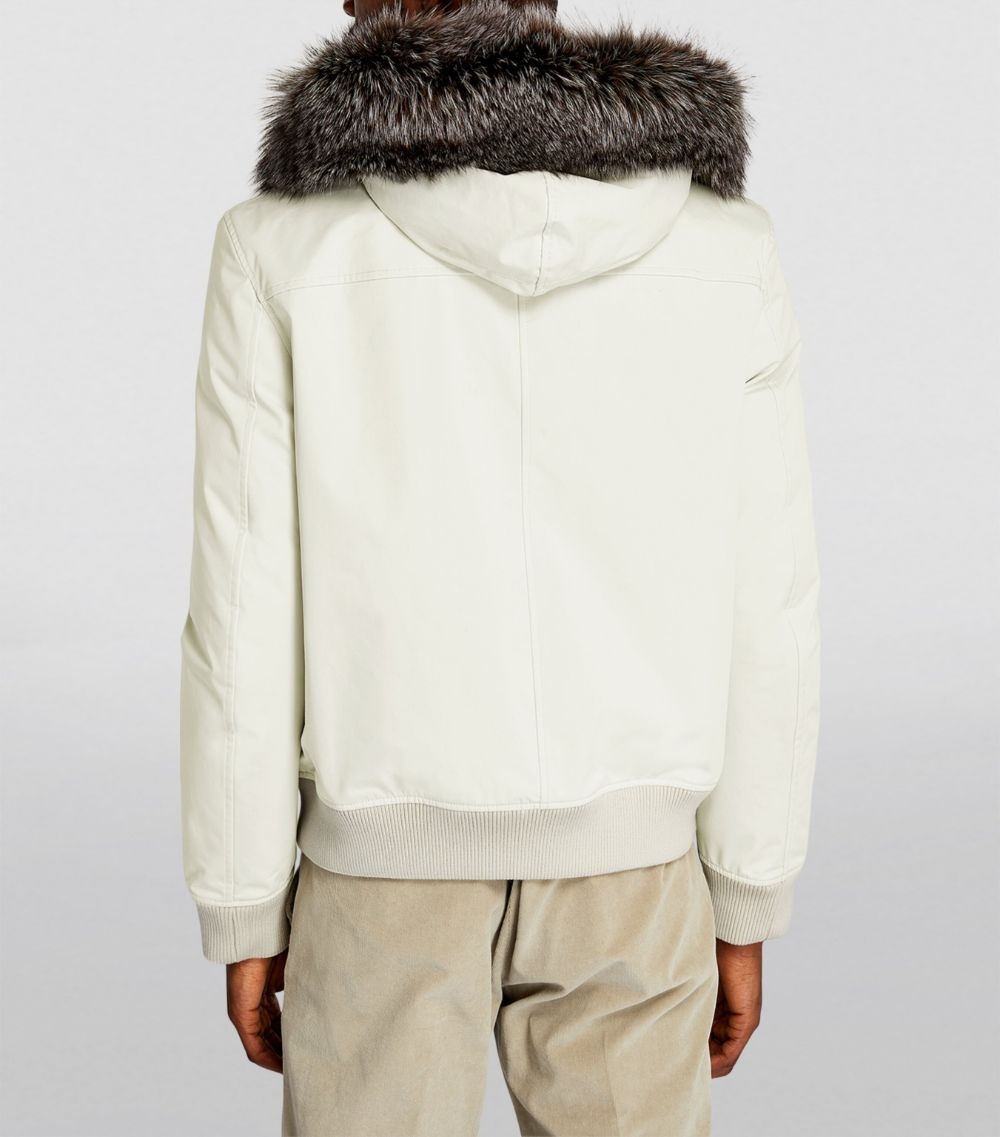 Fur-Lined Hooded Bomber Jacket - 4