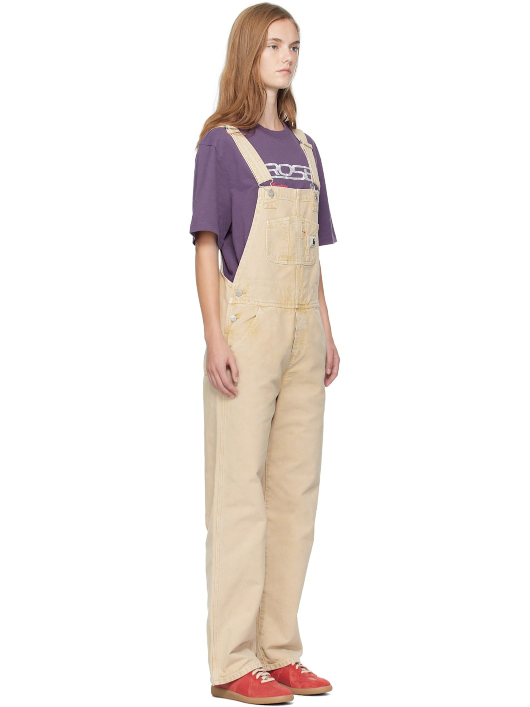 Beige Bib Straight Overalls - 2