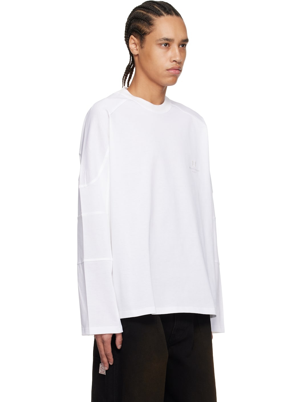White Shoulder Cut Long Sleeve T-shirt - 2