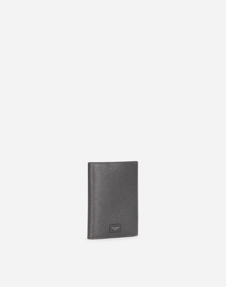 Dauphine calfskin passport holder with branded tag - 2
