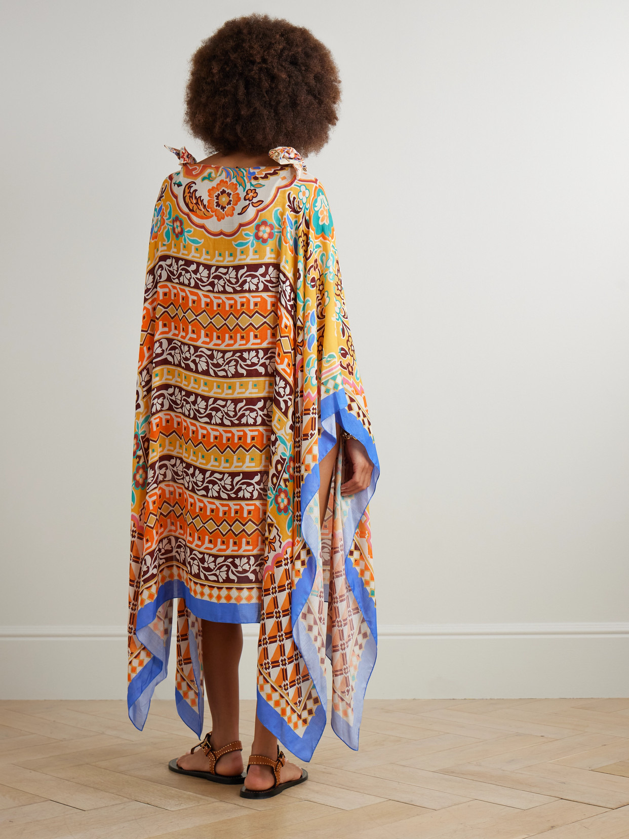 Asymmetric Printed Crepe De Chine Kaftan - 3