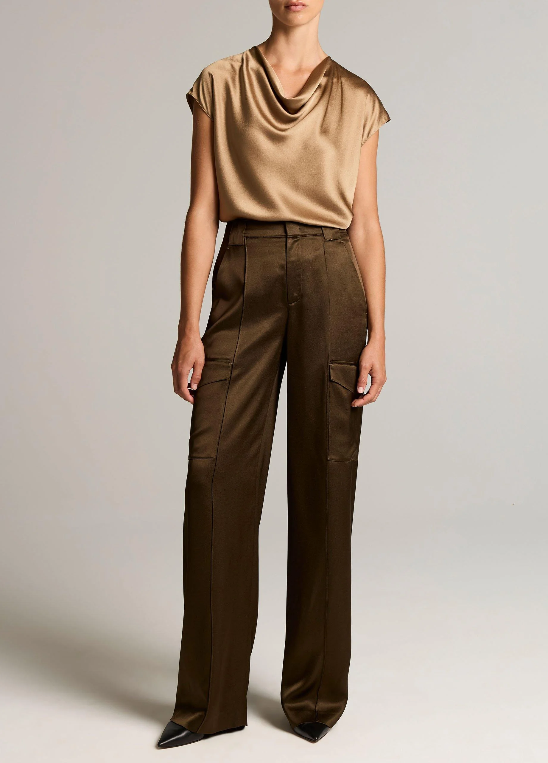 Satin High-Waist Utility Trouser - 1