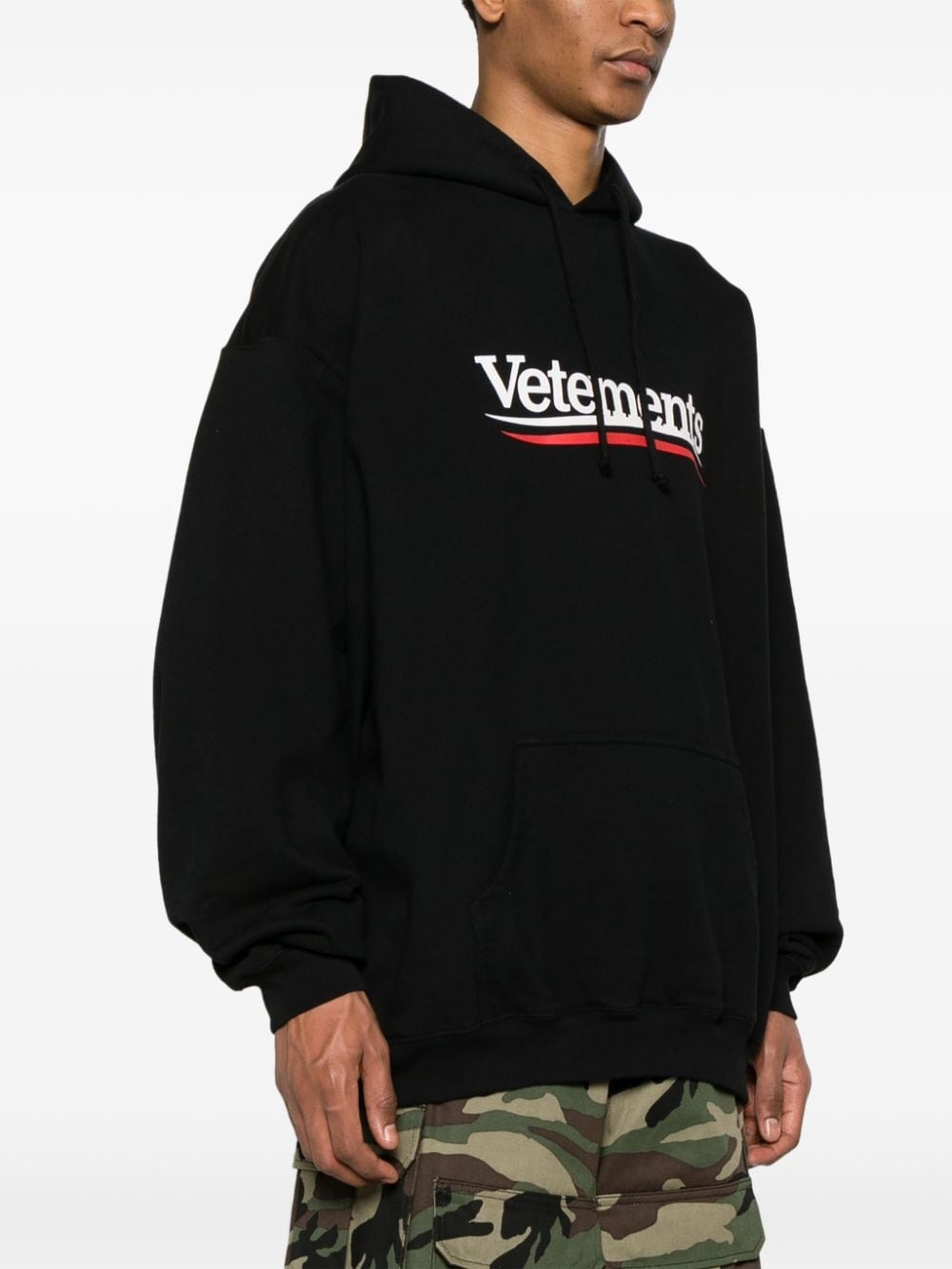 logo-print cotton blend hoodie - 4