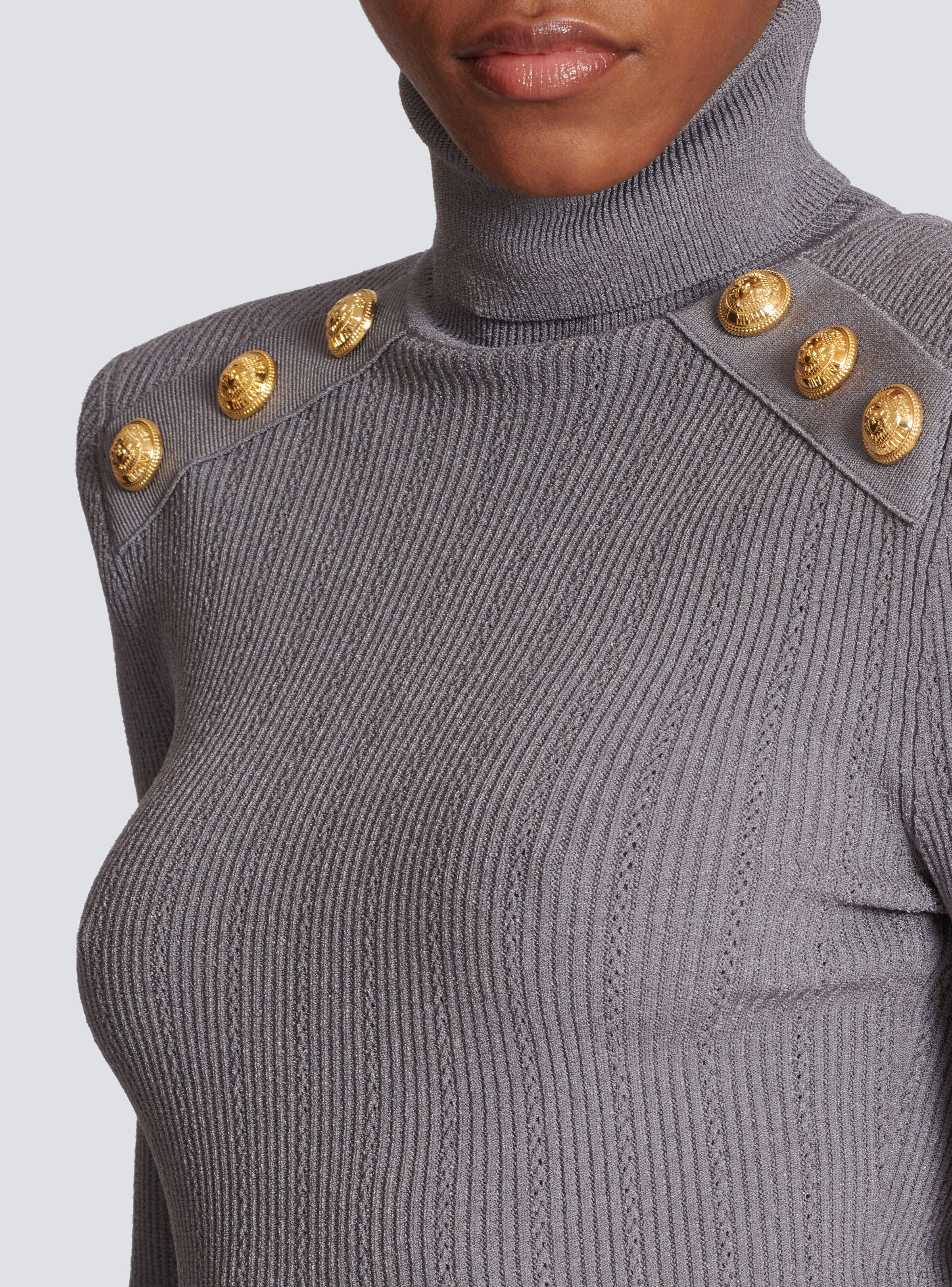 Knit jumper with gold buttons - 6