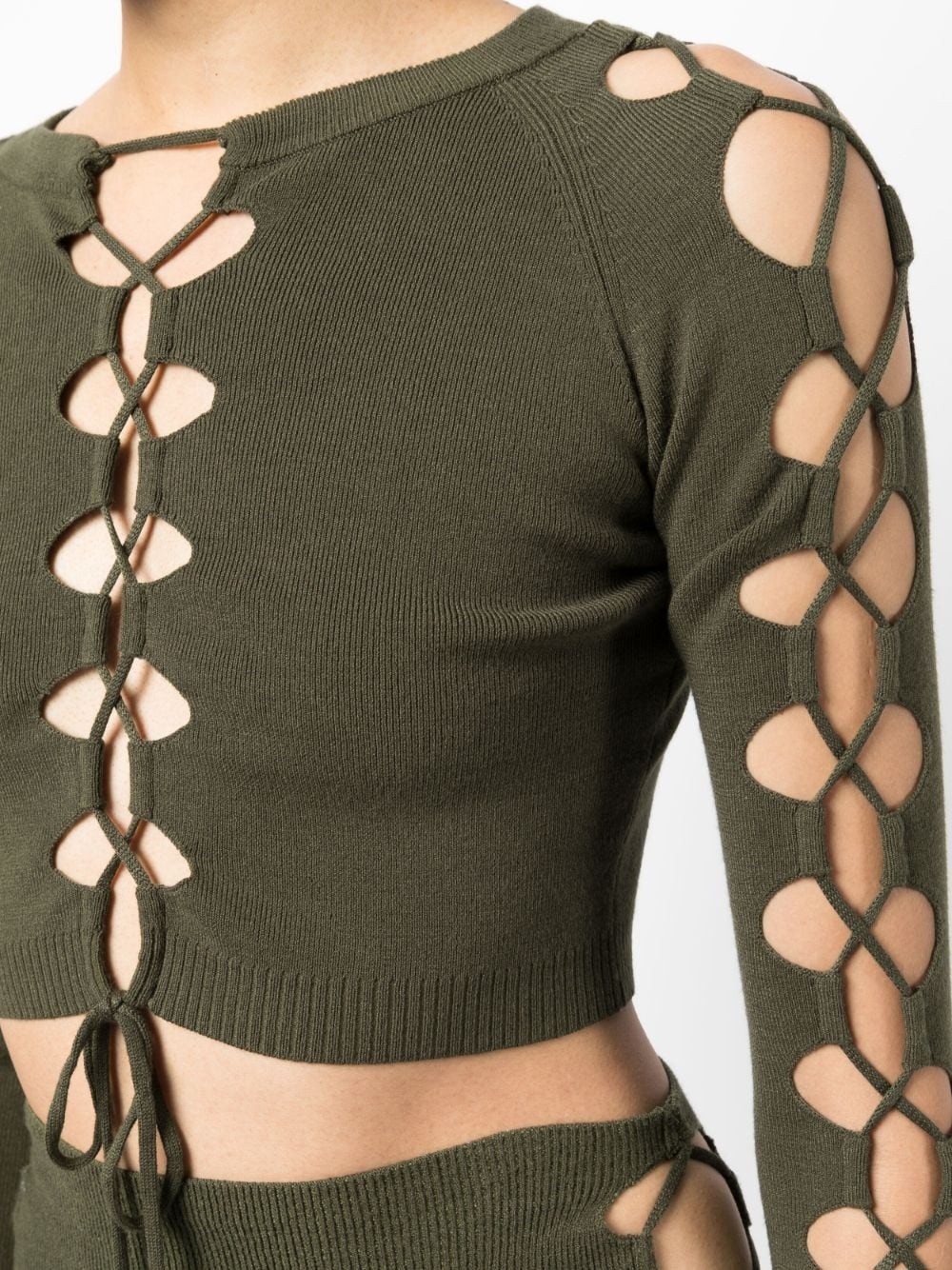 lace-up detail cropped jumper - 5