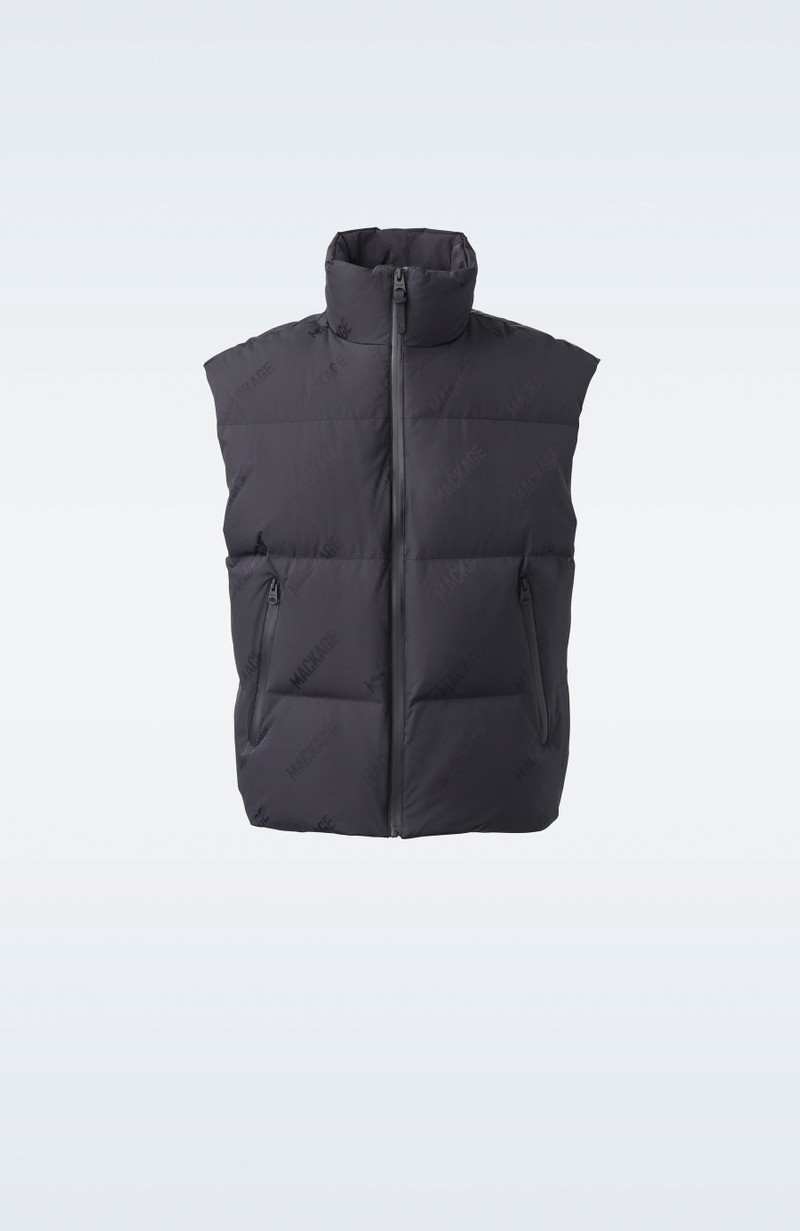 LARRY-CITYMG Jacquard logo pattern down vest 1