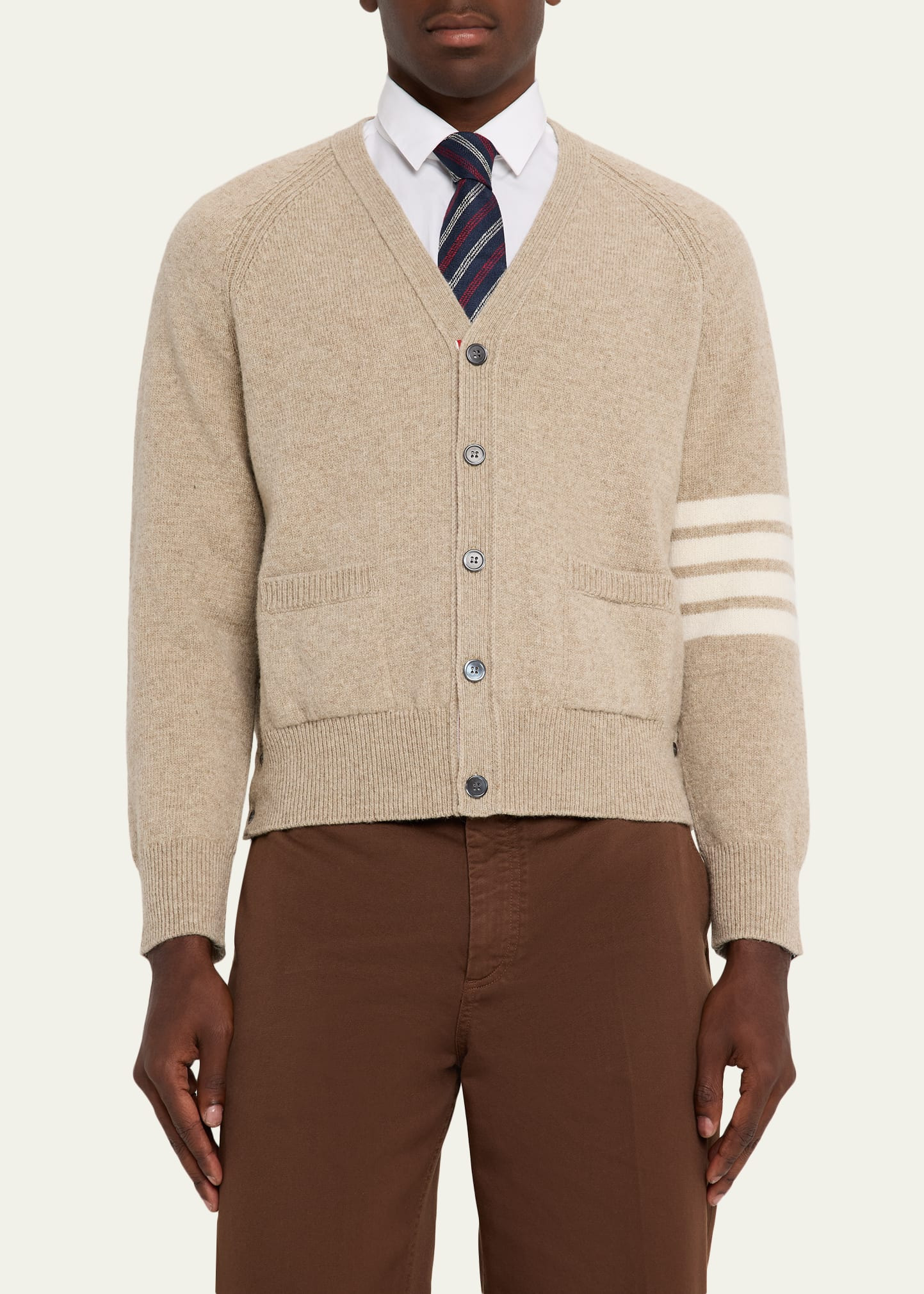 Men's 4-Bar Sleeve V-Neck Cardigan - 4