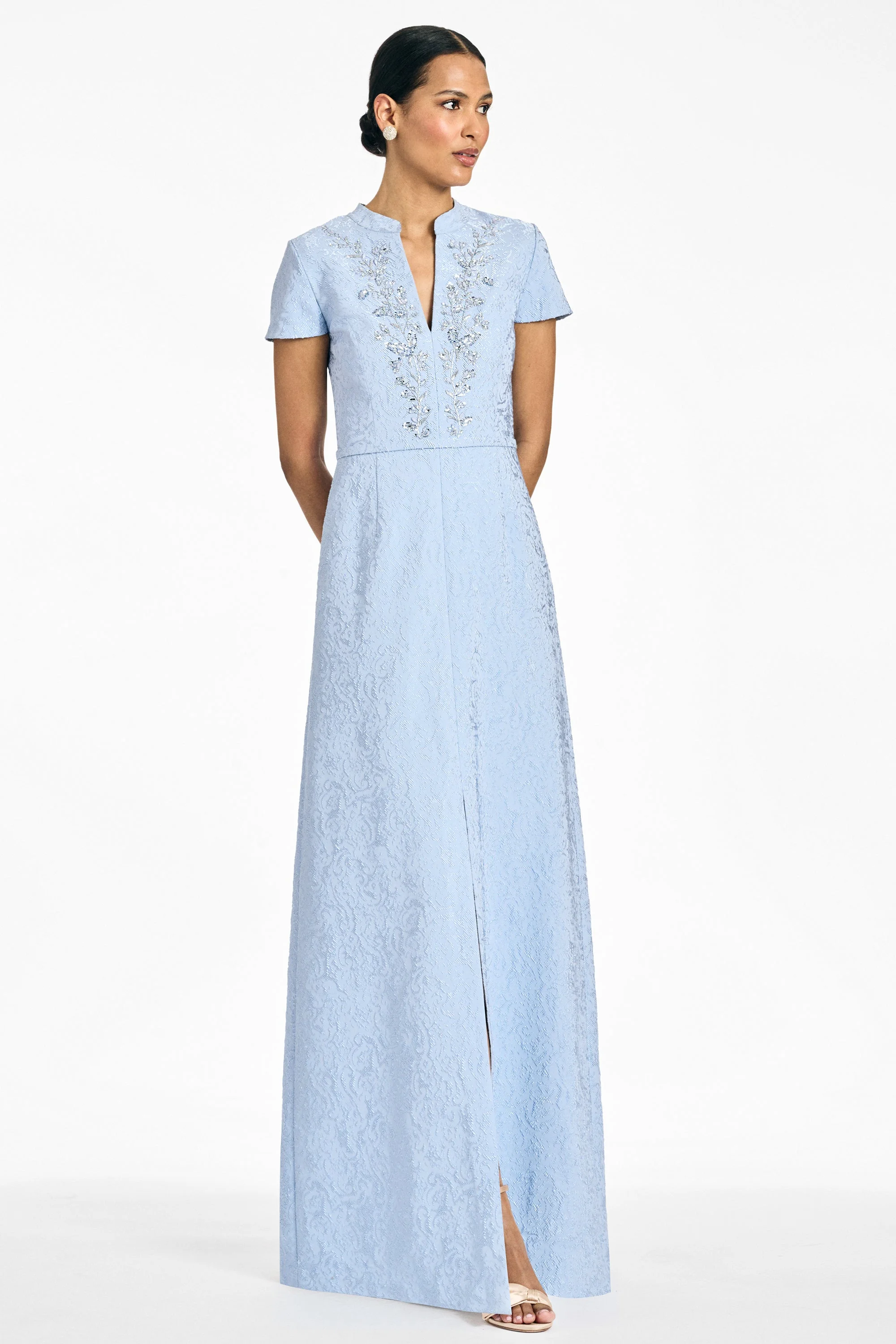 EMBELLISHED CHARLOTTE GOWN - ICE BLUE - 1