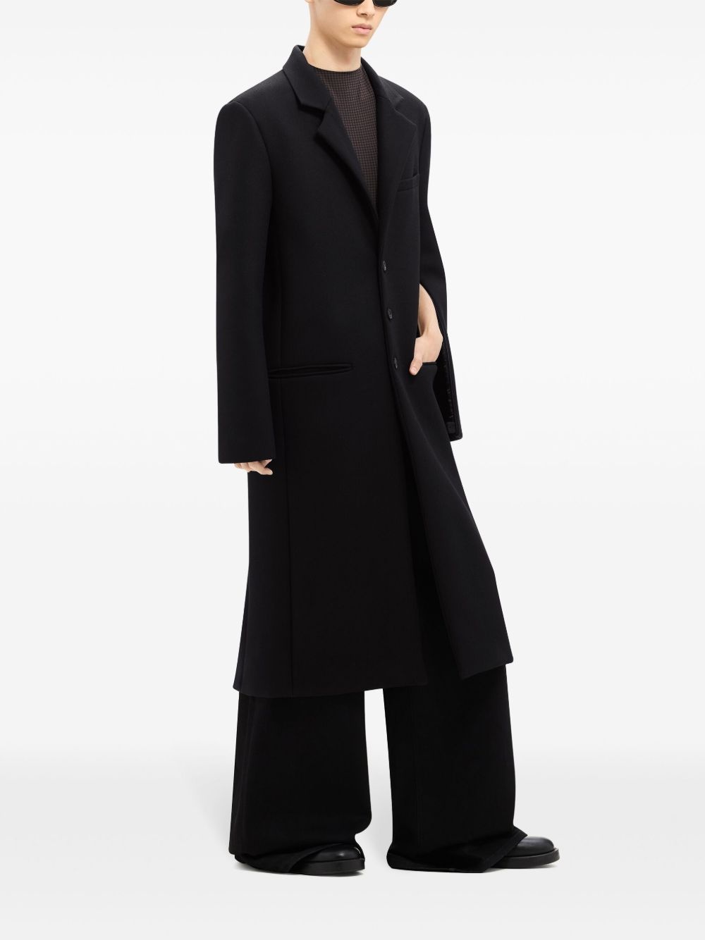 tailored long wool blend coat - 4