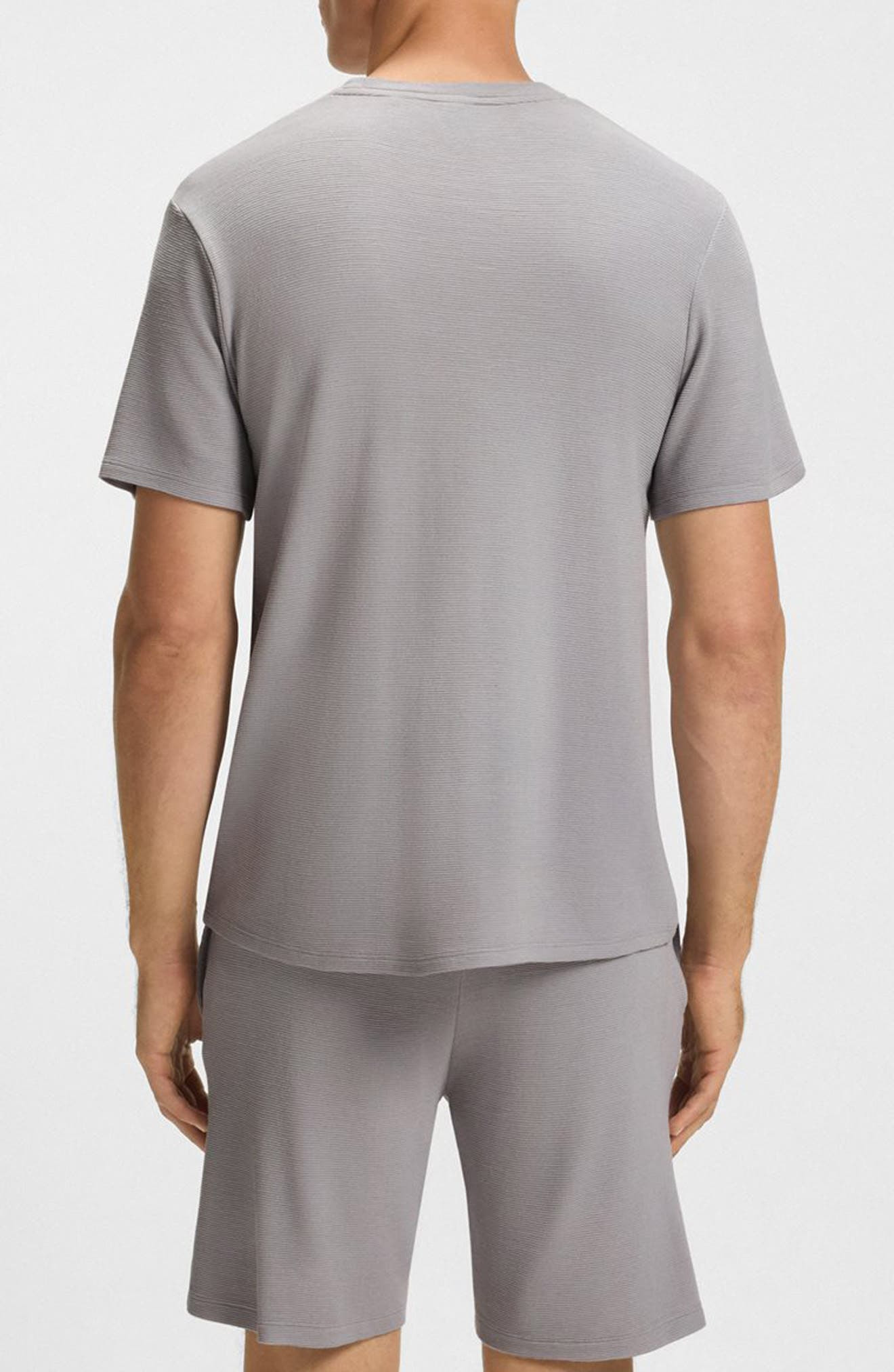 BOSS Ribbed Stretch Modal Pajama T-Shirt in Light/Pastel Grey at Nordstrom - 2