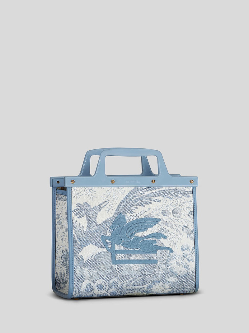 MEDIUM DENIM JACQUARD LOVE TROTTER BAG 5