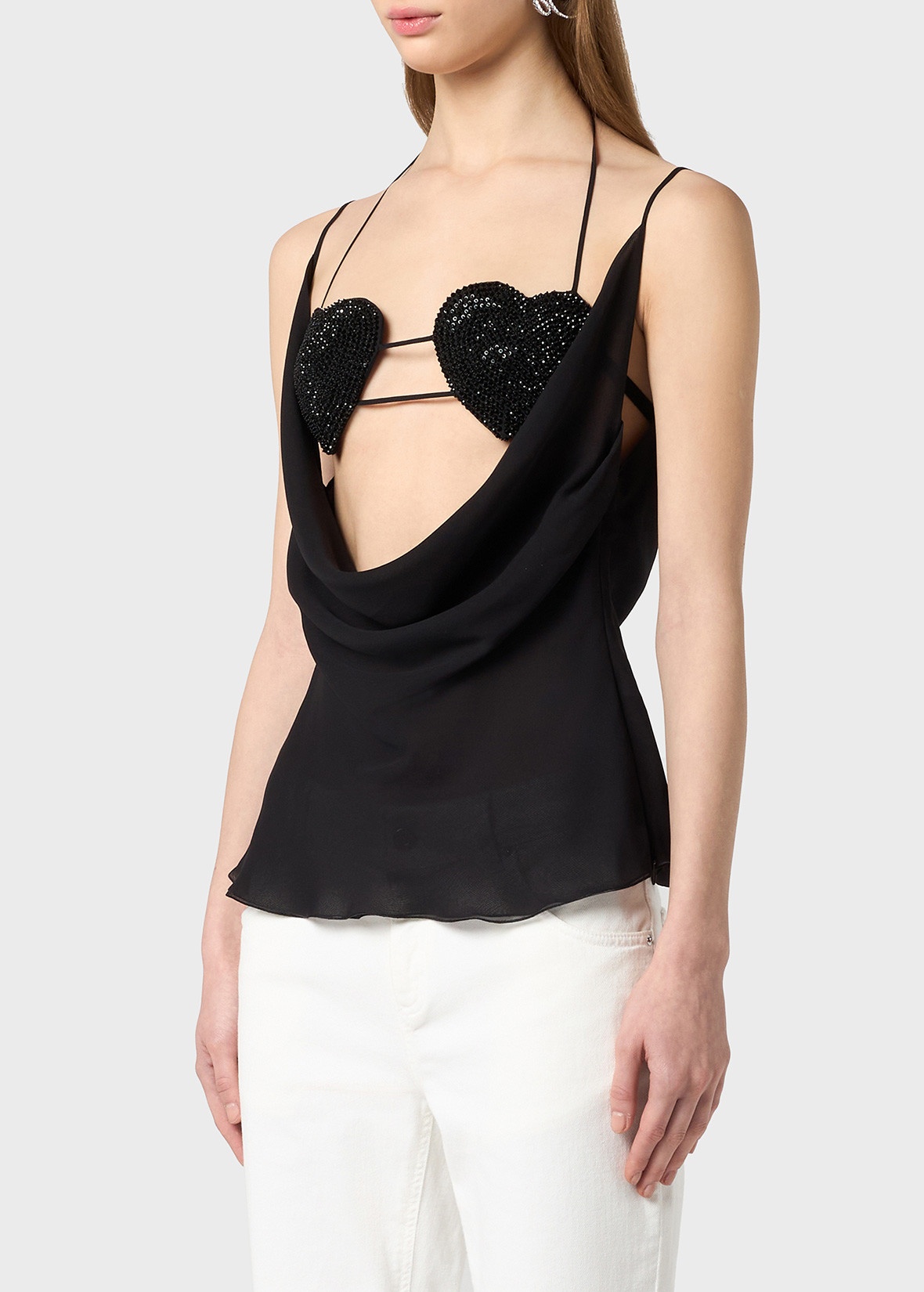 GEORGETTE TOP WITH RHINESTONE HEARTS - 5