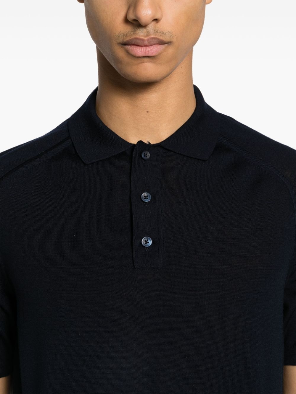 buttoned virgin-wool polo shirt - 5
