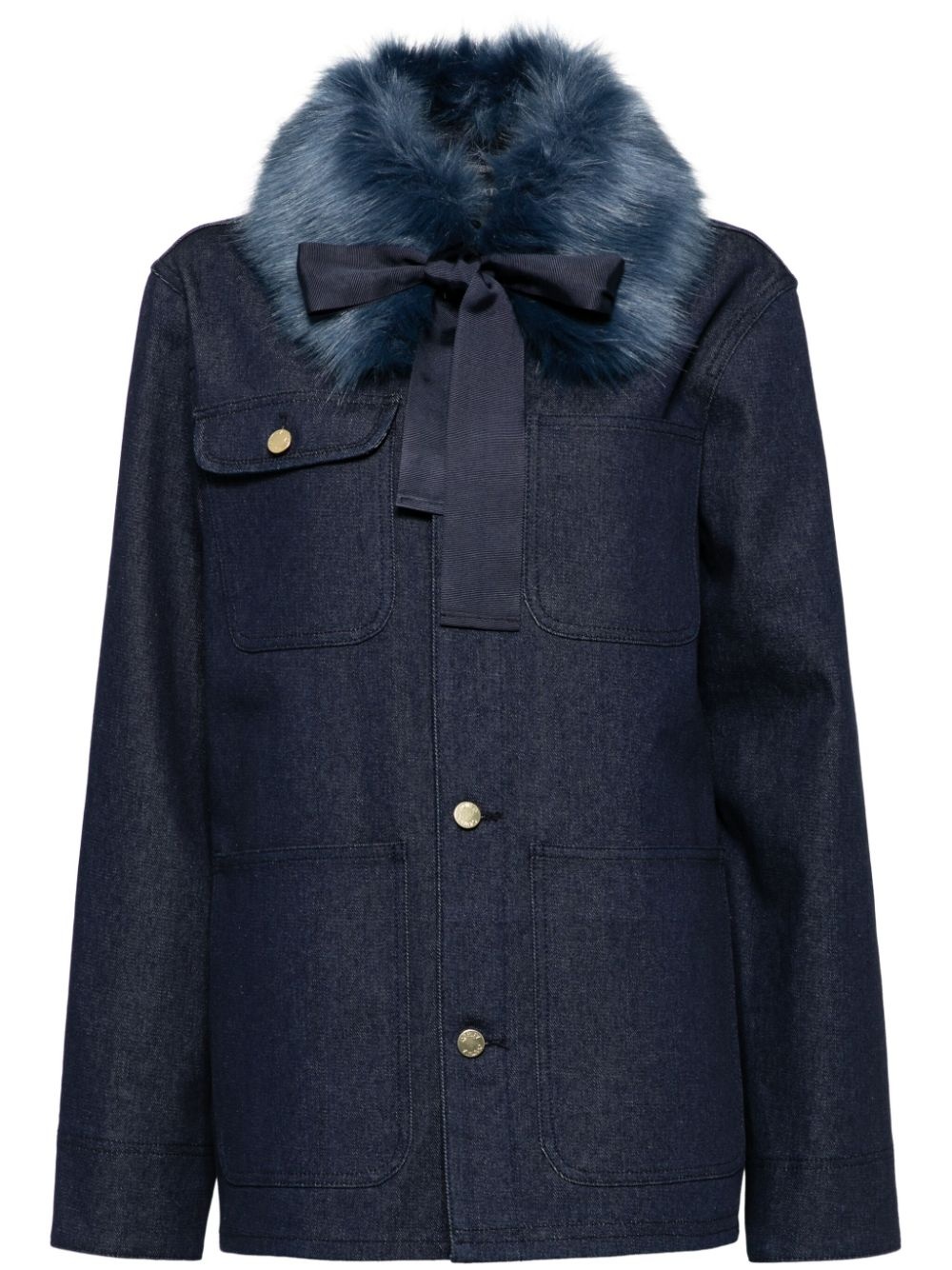 detachable faux-fur collar jacket - 1