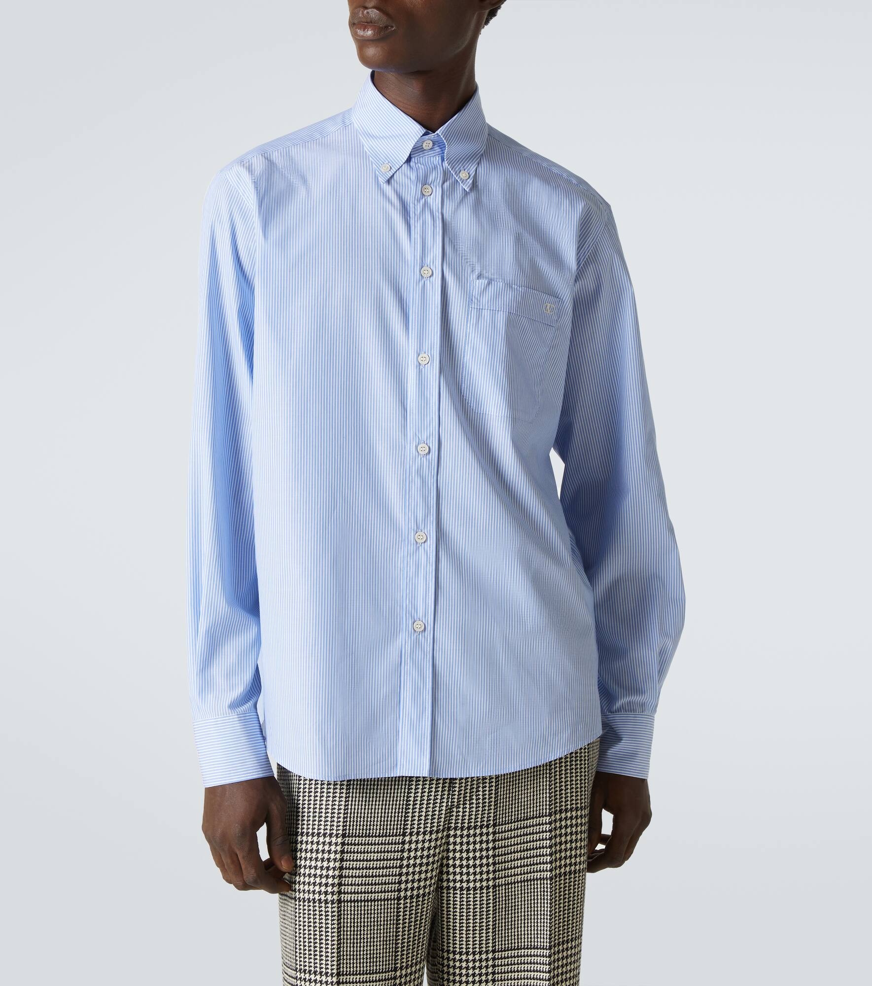VLogo striped cotton shirt - 3