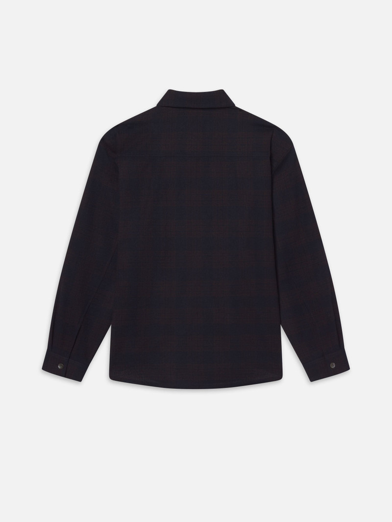 Wool Blend Plaid Shirt in Navy Multi 3