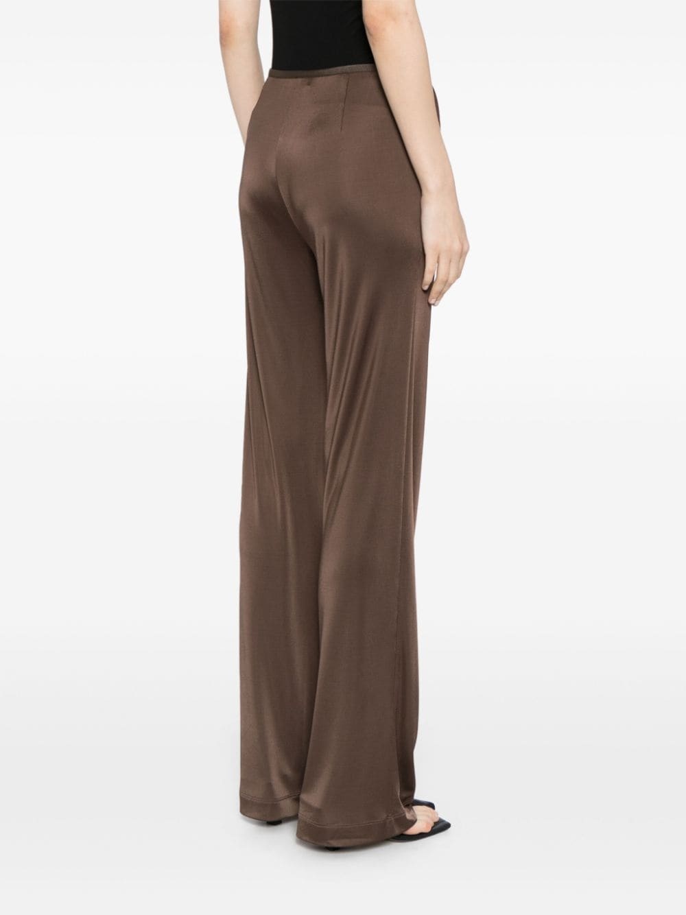 satin-finish flared trousers - 4