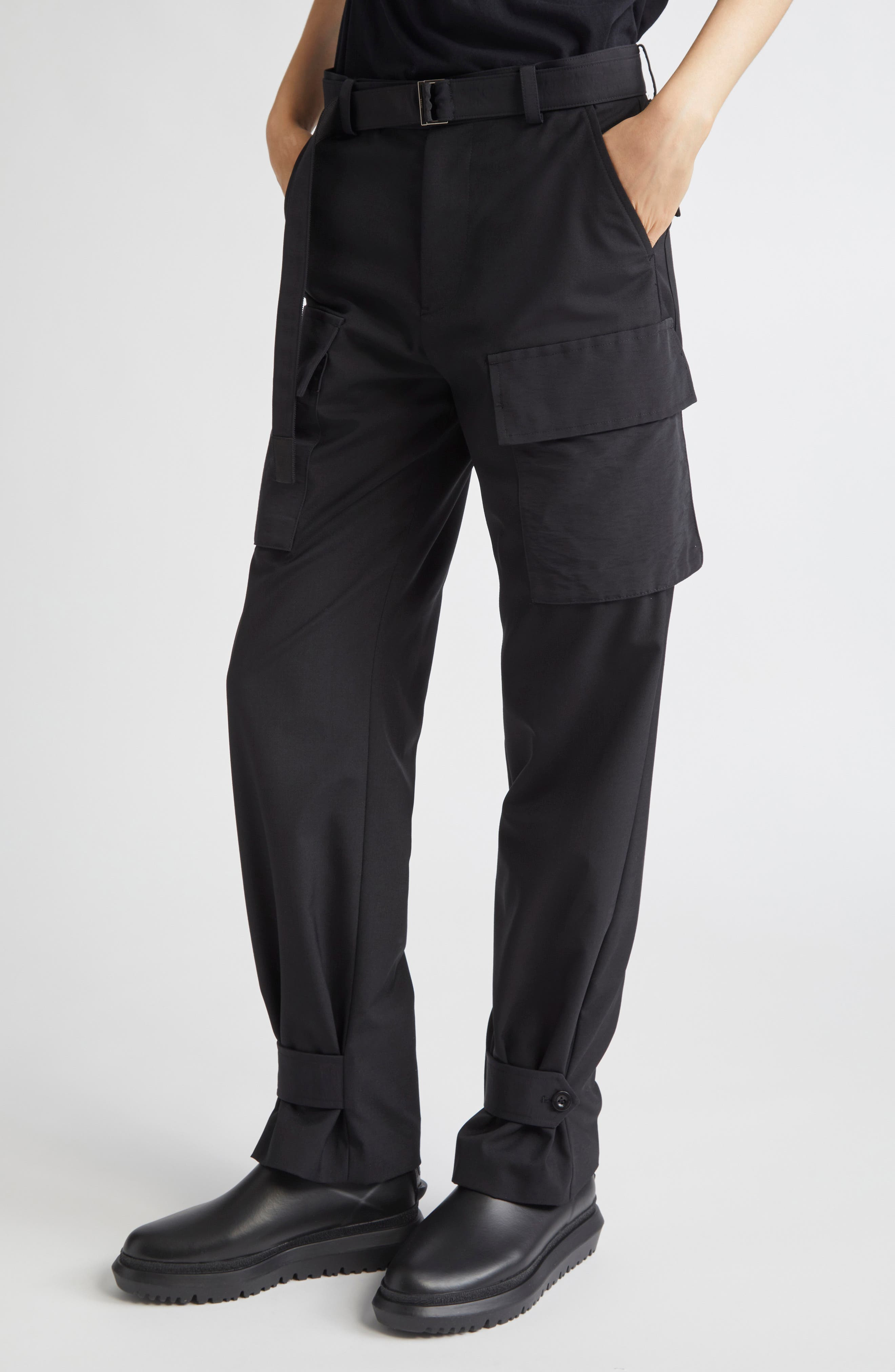 Sacai Suiting Cargo Pants in Black at Nordstrom - 4