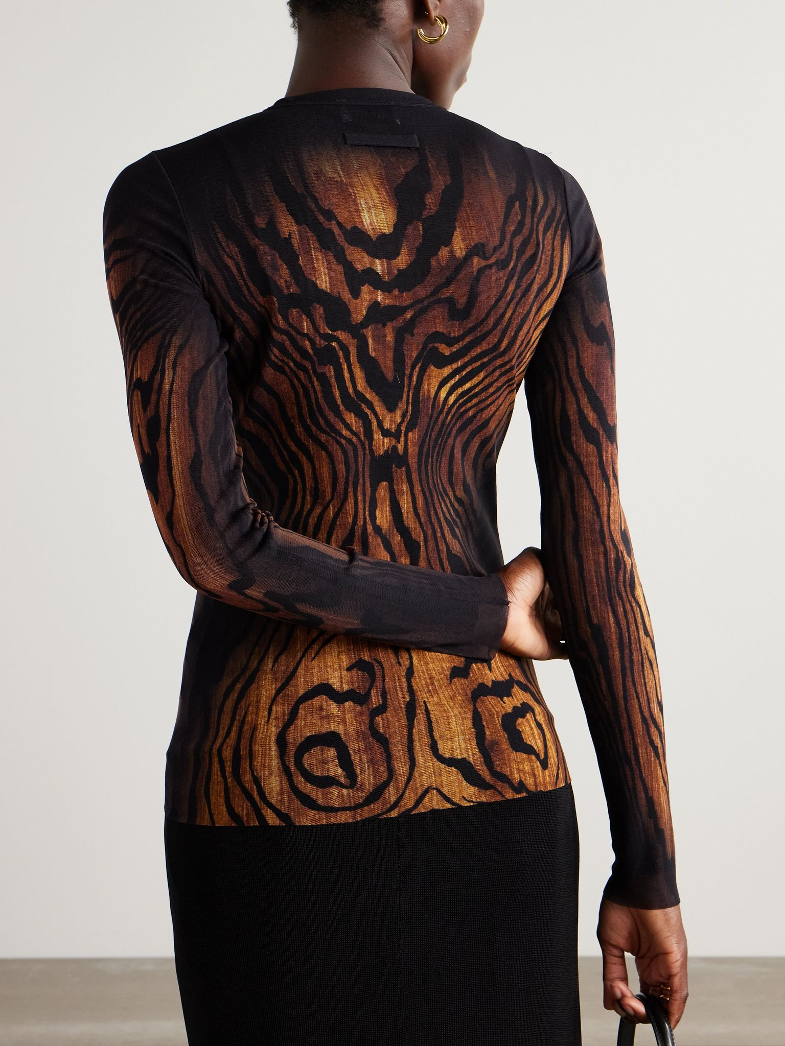 Printed mesh T-shirt Brown - 4