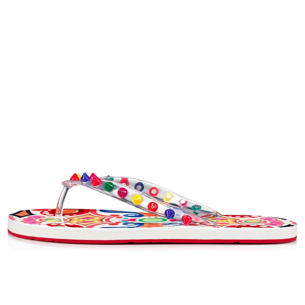 Christian Louboutin - Loubi Flip Spiked Rubber Flip Flops - Red Christian  Louboutin