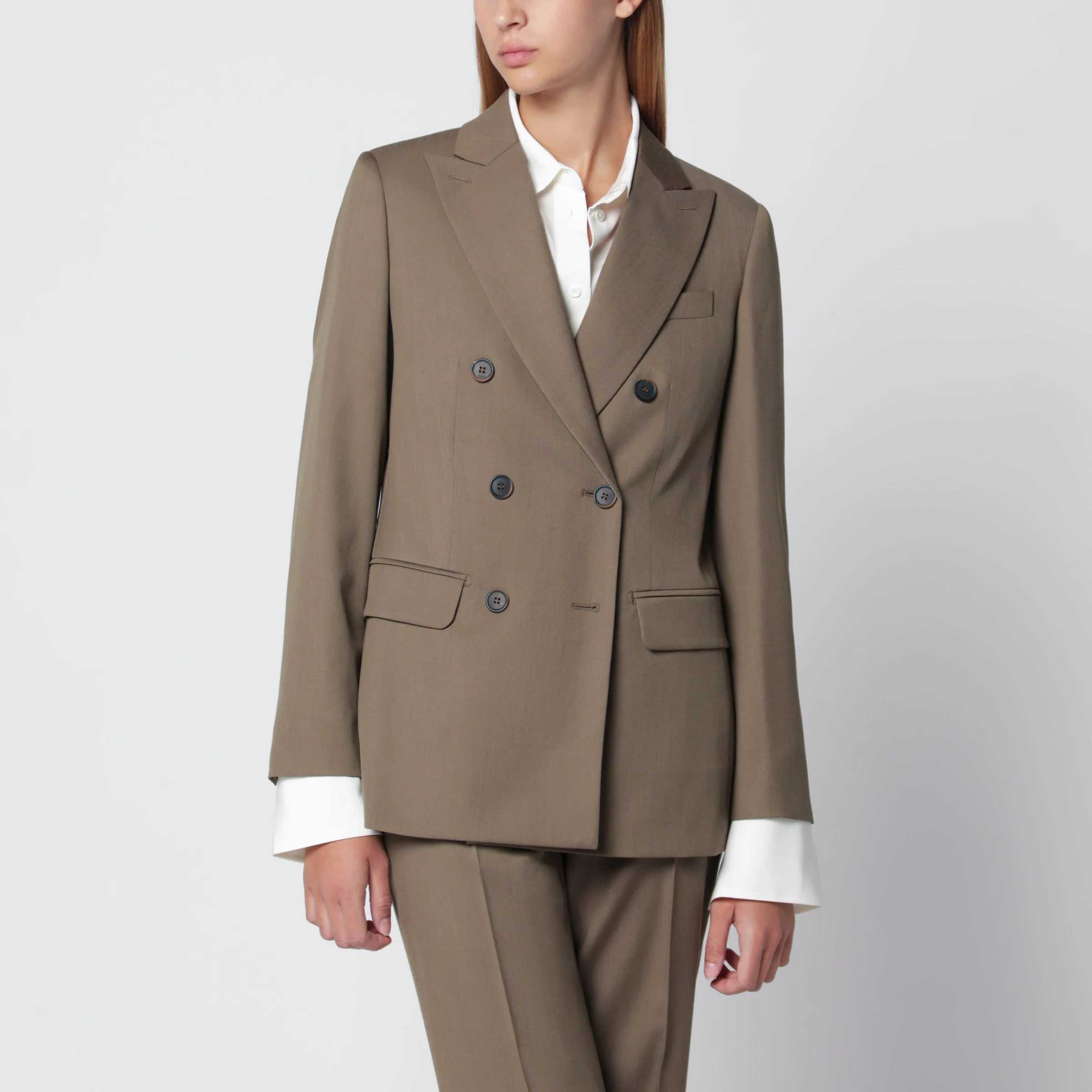 Camel double-breasted wool jacket - 1