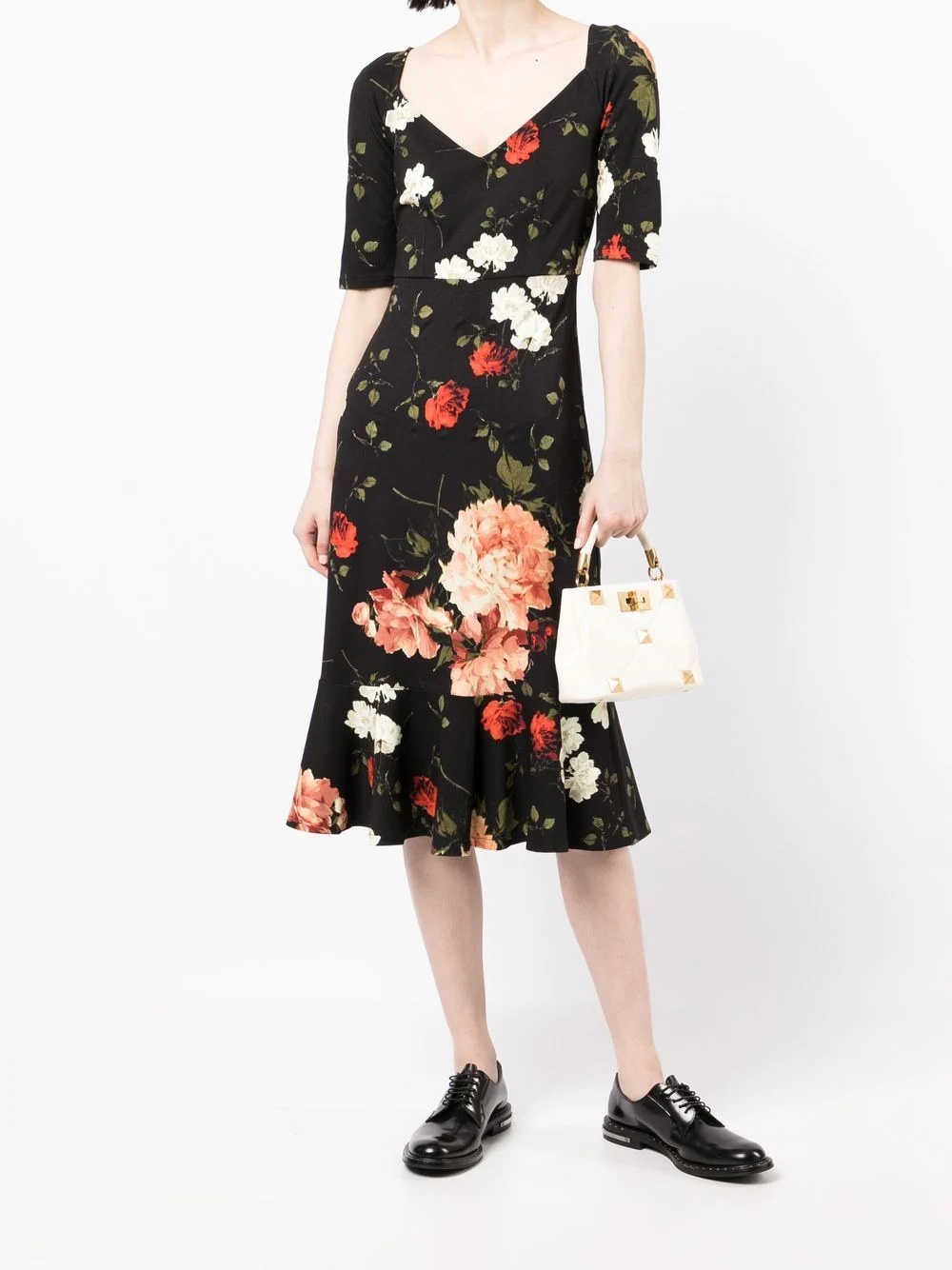 floral sweetheart-neck midi dress - 2