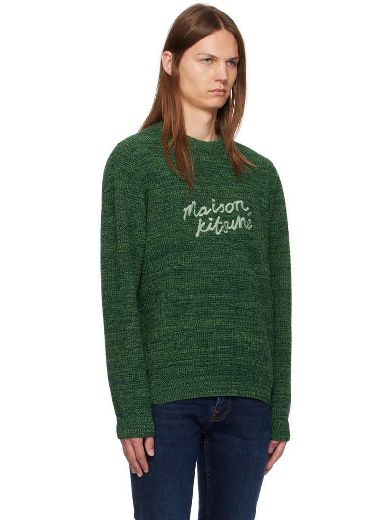 Green 'Maison Kitsuné' Handwriting Sweater 2