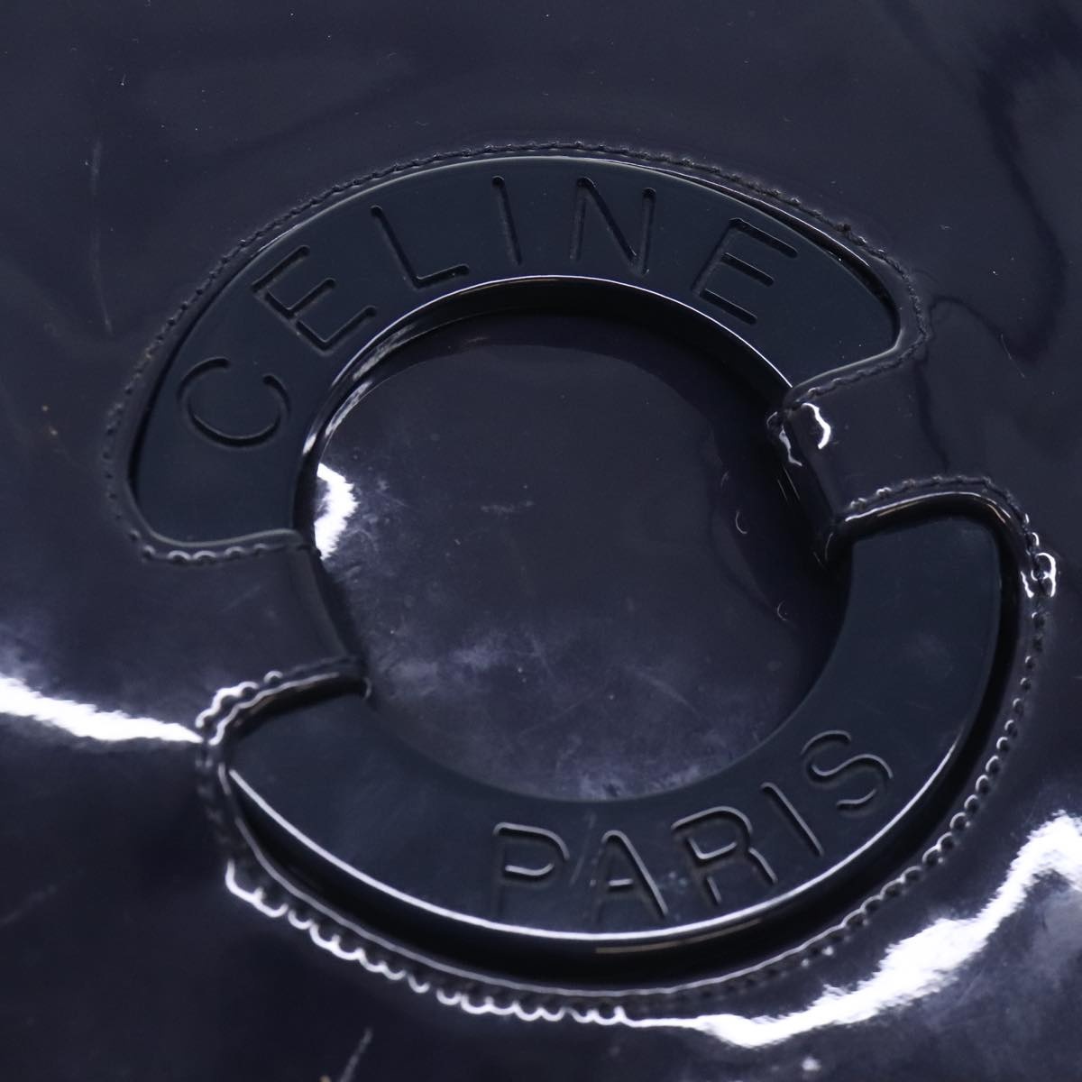 CELINE Circle Shoulder Bag Enamel Navy Silver - 14