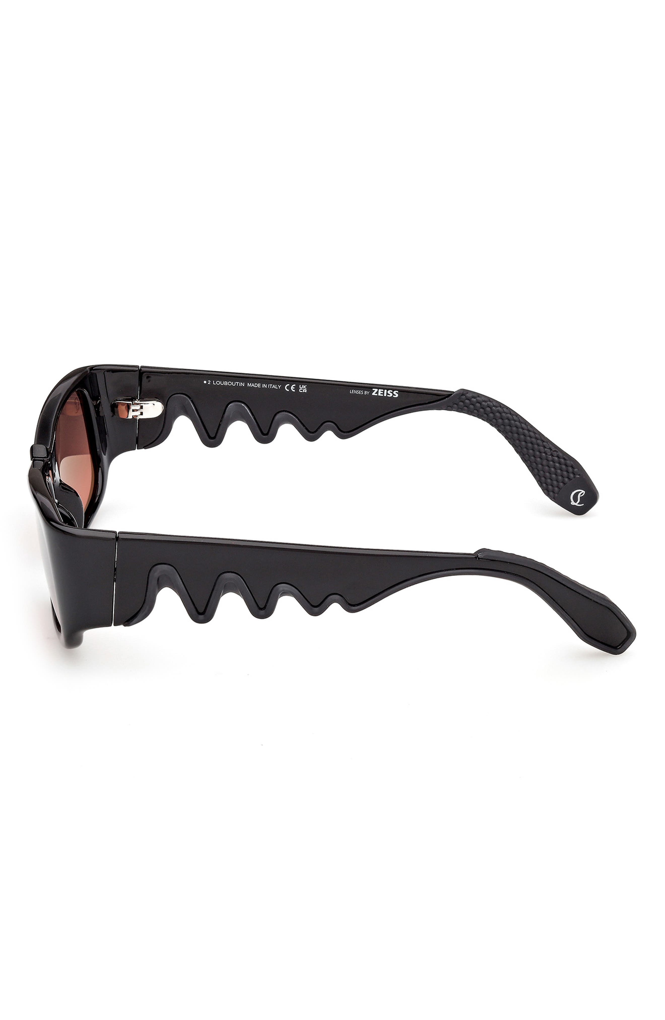 Christian Louboutin 53mm Loubishark Rectangular Sunglasses in Black/Red Gradient at Nordstrom - 7