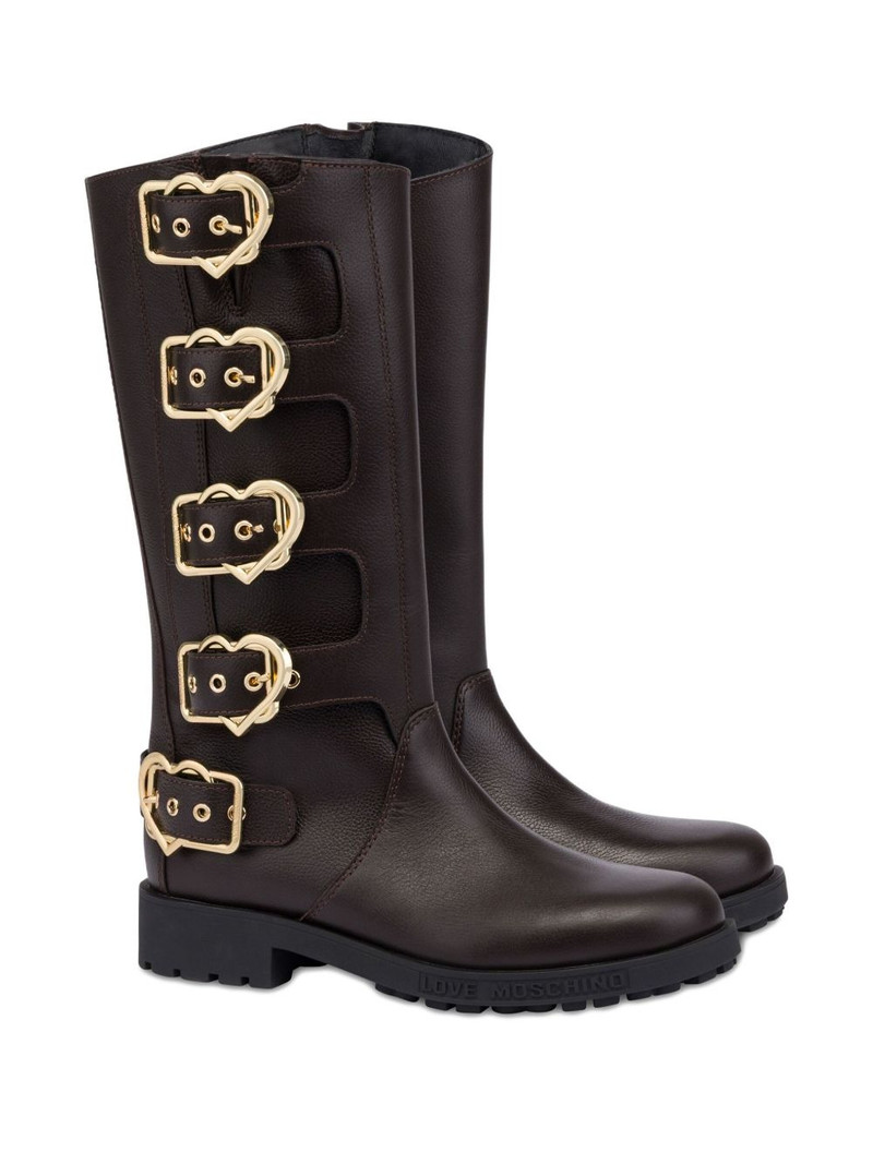 Moschino heart-buckle leather boots outlook