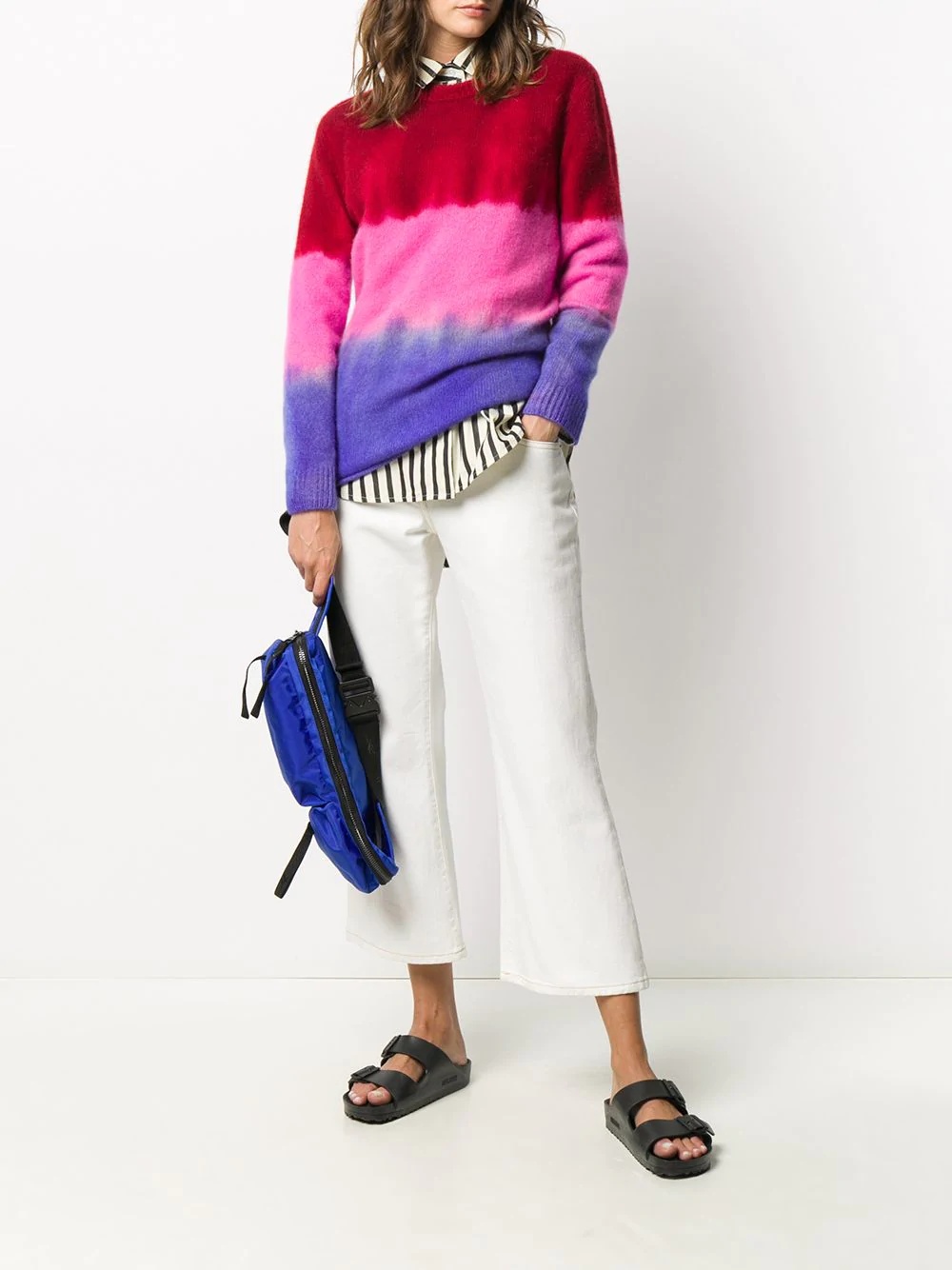 cashmere tie-dye colour block jumper - 2