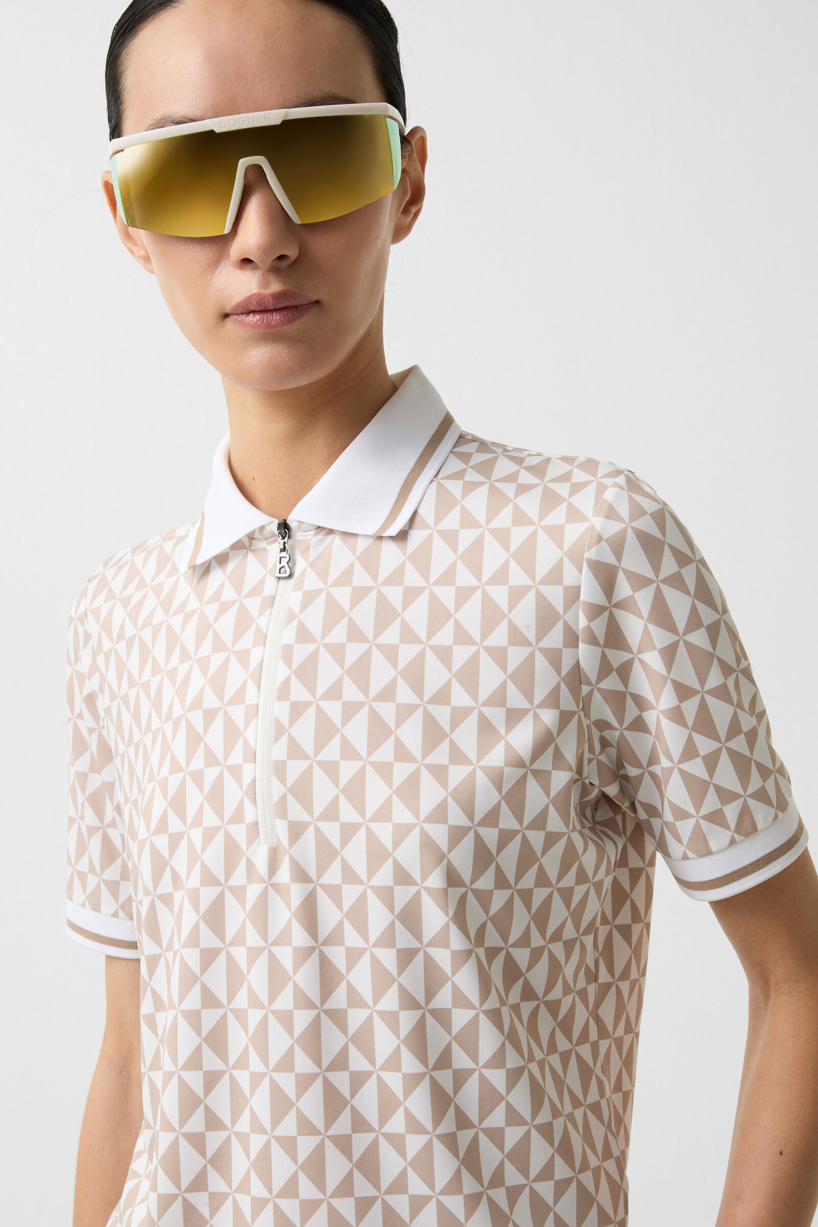 Calista functional short-sleeved top in Beige/Off-White - 4