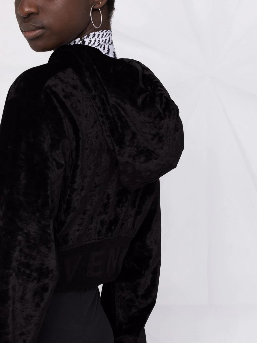 cropped velvet hoodie - 3