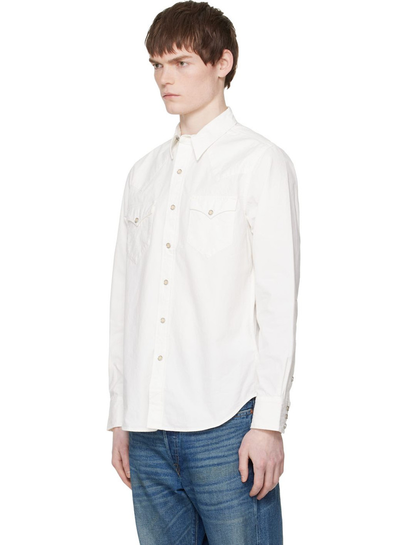 RRL by Ralph Lauren White Slim Fit Poplin Western Shirt outlook